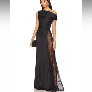 NBD Rowan Black One-Shoulder Lace Dress